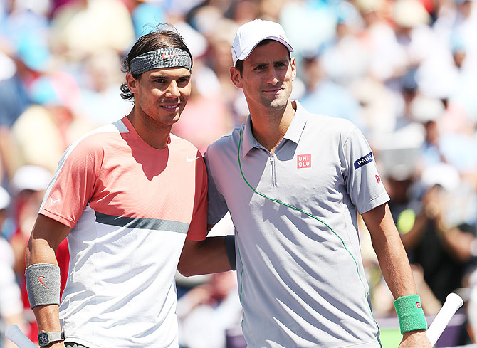 Rafael Nadal of Spain and Novak Djokovic of Serbia