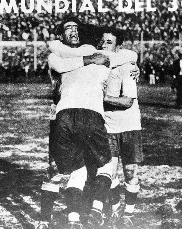 Uruguay's players celebrate winning the 1930 World Cup