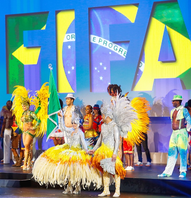 Artists perform during the opening ceremony of the 64th FIFA Congress