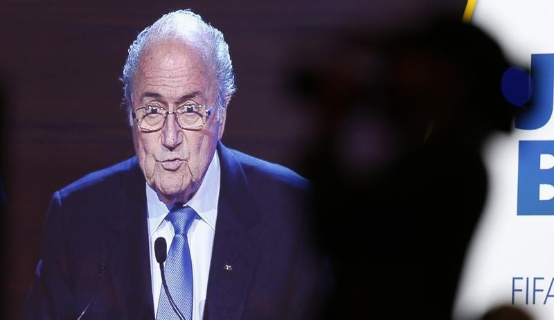 FIFA President Sepp Blatter is seen on a large screen as he delivers a speech during the opening ceremony of the 65th FIFA Congress in Sao Paulo on Wednesday