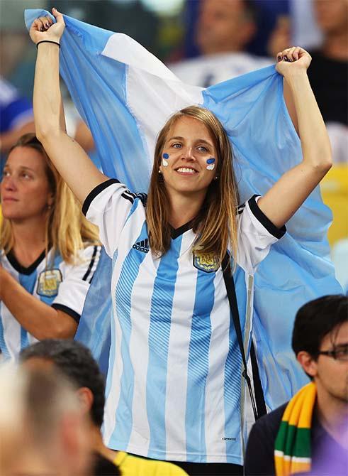 An Argentina fan enjoys the atmosphere