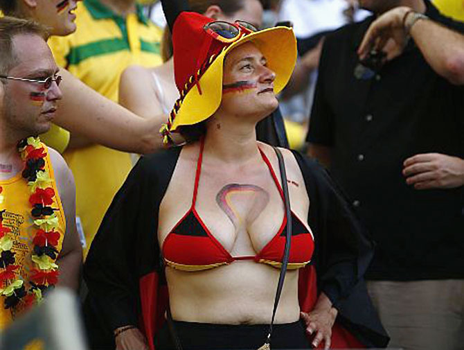 A fan of Germany shows her support