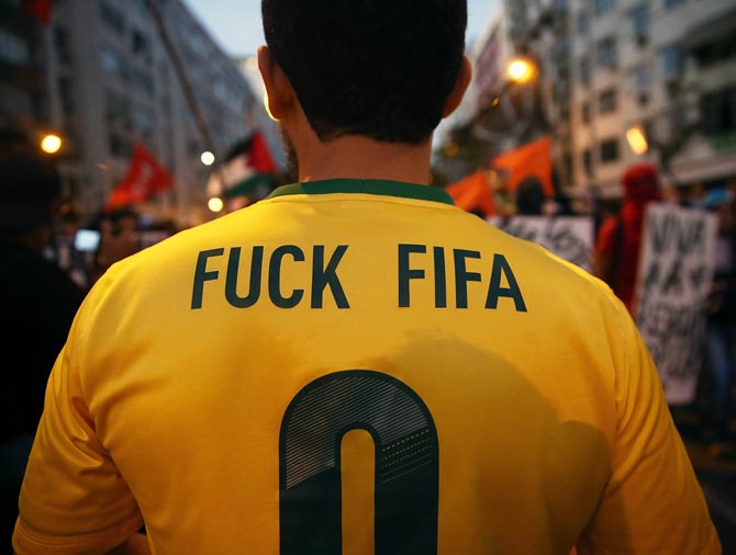 Anti-World Cup protestors in Rio de Janeiro.