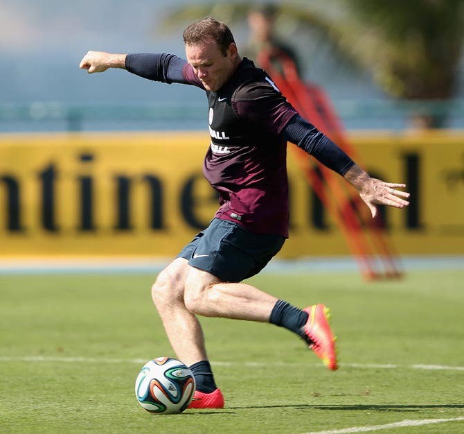 Wayne Rooney of England in action during a training session
