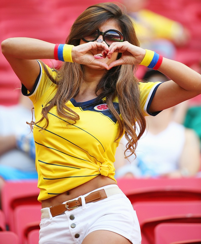 A Colombia fan enjoys