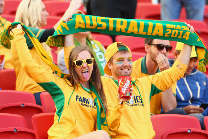 Australia fans cheer their team in Brazil