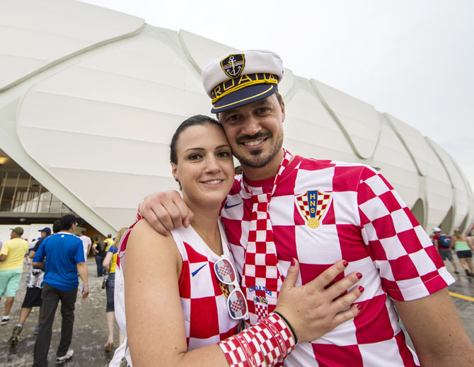 Fans arrive before a Croatia at Arena Amazonas in Manaus