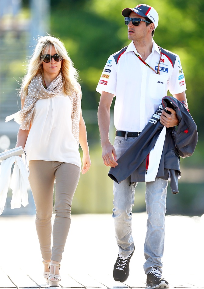 Adrian Sutil of Germany and Sauber F1 and his girlfriend Jennifer Becks