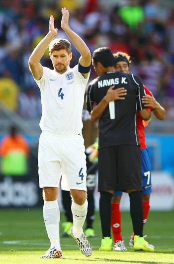 Steven Gerrard of England acknowledges the fans after the 0-0 draw against Costa Rica.