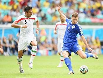 Edin Dzeko scores Bosnia and Herzegovina's first goal against Iran 