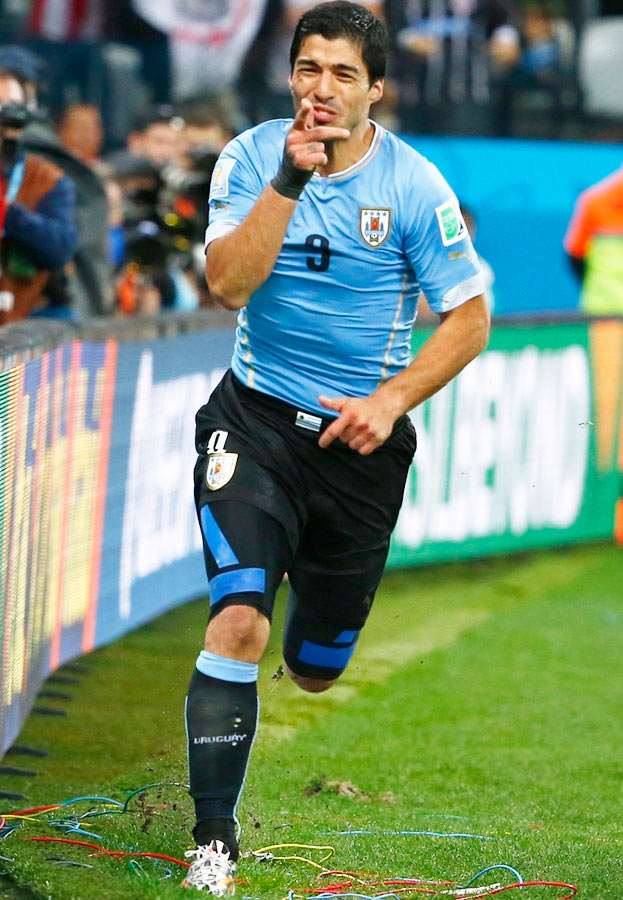 Uruguay's Luis Suarez celebrates 