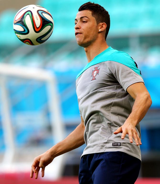 Cristiano Ronaldo in action during the Portugal training session