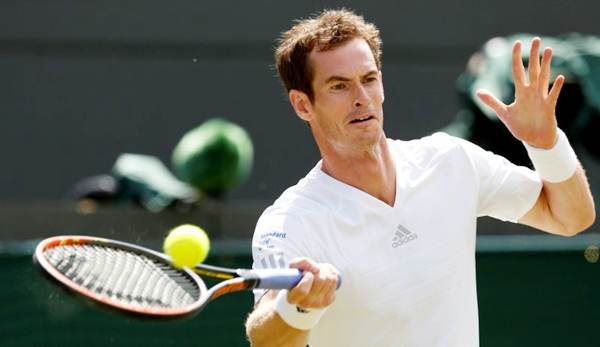Andy Murray of Britain hits a return