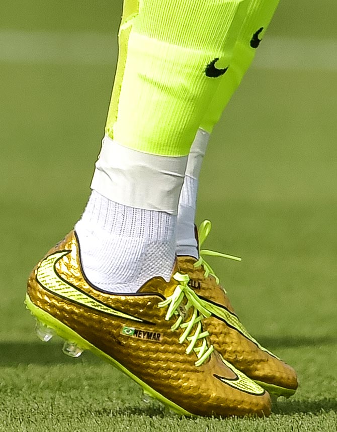The football boots of Neymar during a training session