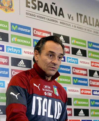 Head coach of Italy, Cesare Prandelli, during a press conference