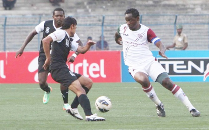 Mohun Bagan's Odafa, right, in action against Mohammedan Sporting