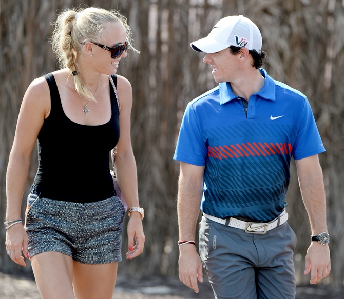 Tennis star Caroline Wozniacki of Denmark and golfer Rory McIlroy of Northern Ireland