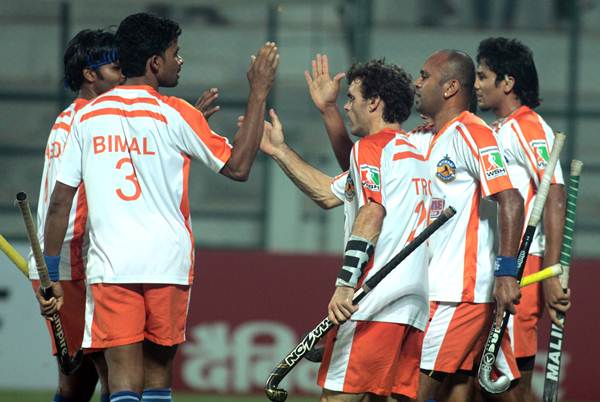Action from a hockey match in the now defunct World Hockey Series in India