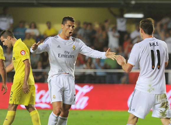 Gareth Bale of Real Madrid with Cristiano Ronaldo