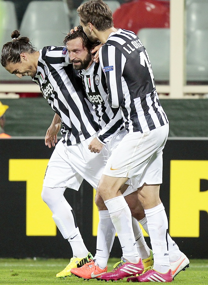 Andrea Pirlo of Juventus FC celebrates after scoring a goal