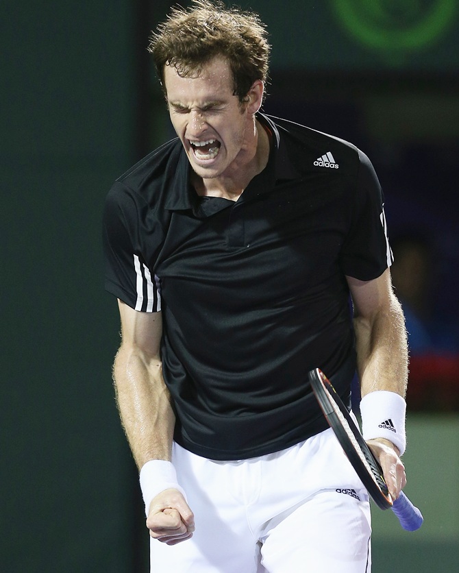 Andy Murray of Great Britain celebrates match point