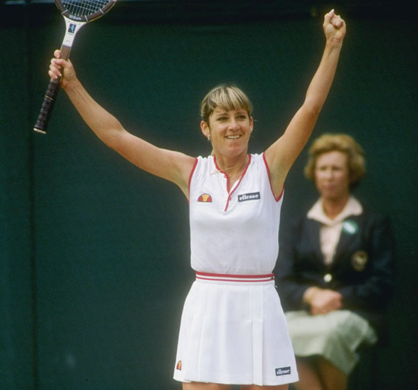 Chris Evert of the USA celebrates a victory