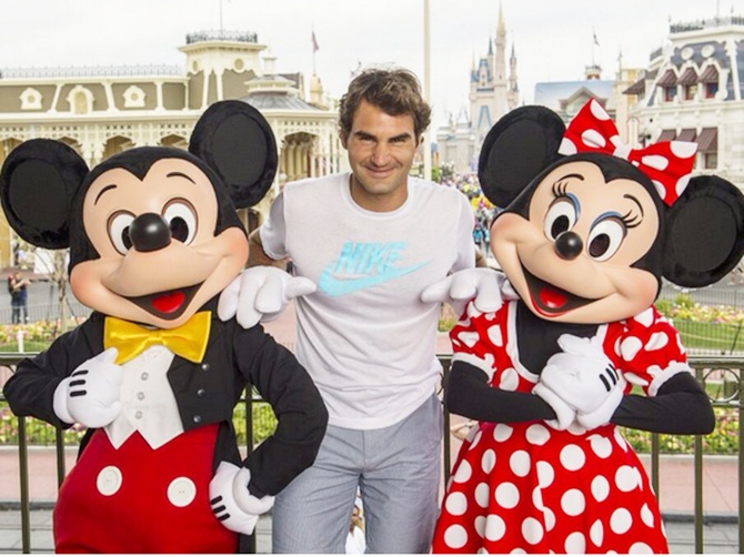 Roger Federer with Mickey n Minnie mouse