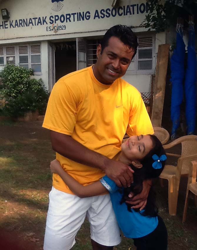 Leander Paes with his daughter, Aiyana