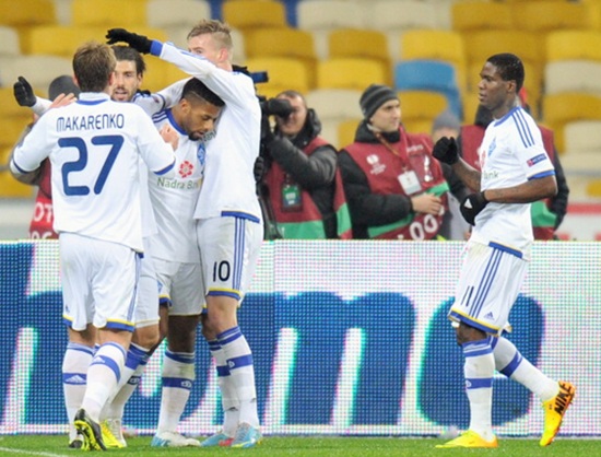FC Dynamo Kiev players celebrate