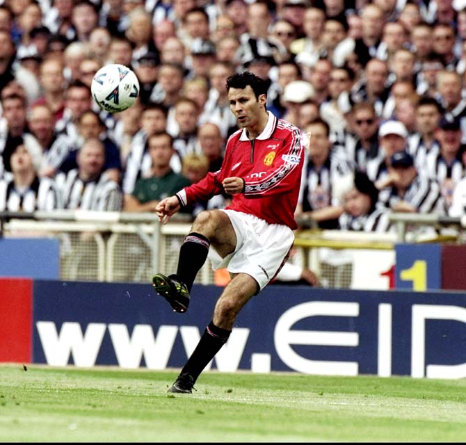Ryan Giggs in action during the FA Cup Final match against Newcastle United at Wembley Stadium in London, on May 22, 1999. 