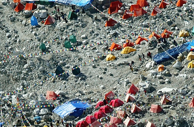 Aerial photograph of Everest Base camp