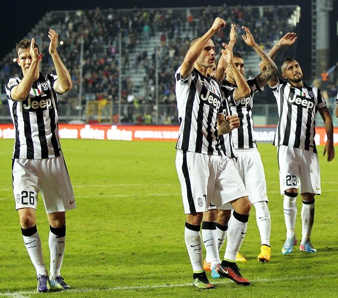 Players of Juventus FC celebrate