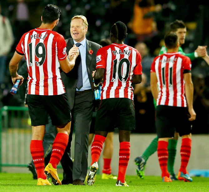 Southampton manager Ronald Koeman congratualtes