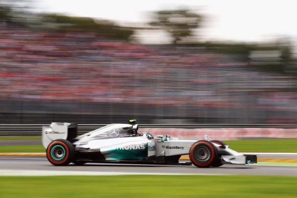 Nico Rosberg of Germany and Mercedes GP drives during Practice ahead of the F1 Grand Prix of Italy
