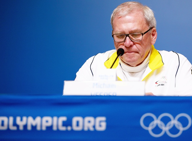 Chef de Mission Michael Vesper of Germany talks to the media during a German Olympic   Sports Confederation (DOSB) 