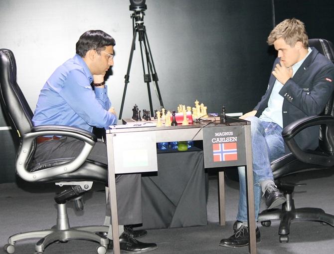 Magnus Carlsen of Norway and Viswanathan Anand