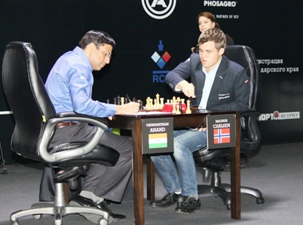 Magnus Carlsen of Norway and Viswanathan Anand