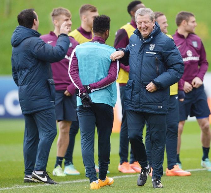 Roy Hodgson manager of England looks on