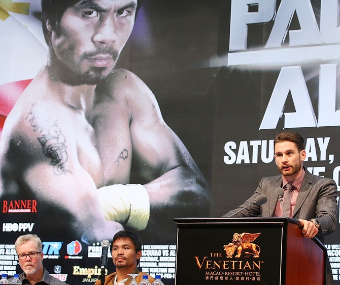 Chris Algieri speaks to media about the upcoming fight against Manny Pacquiao