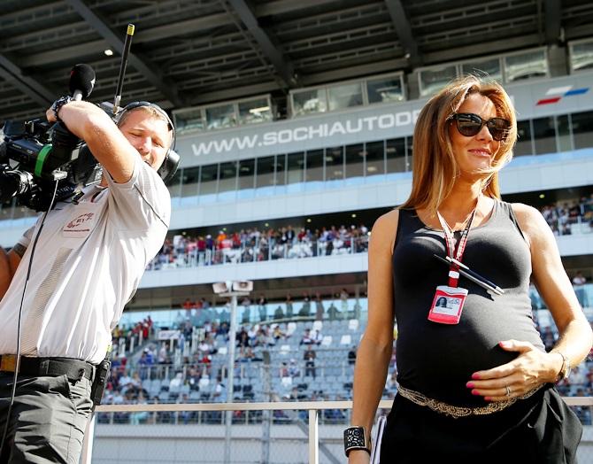 TV presenter Natalie Pinkham works at the drivres' parade