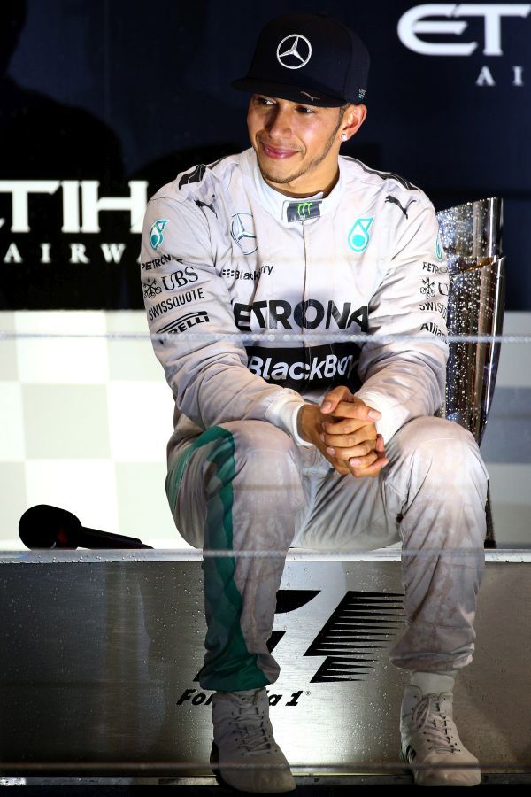 Lewis Hamilton of Great Britain and Mercedes GP celebrates