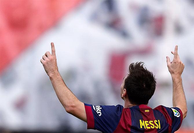 Lionel Messi celebrates