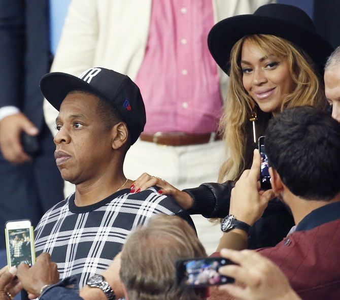 Recording artists Beyonce her husband Jay-Z