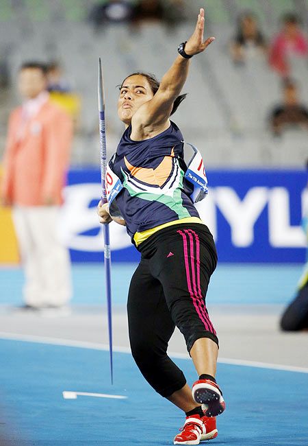 India's Rani Annu competes in the women's javelin throw final