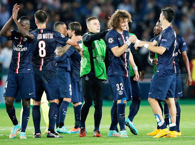 PSG players celebrate