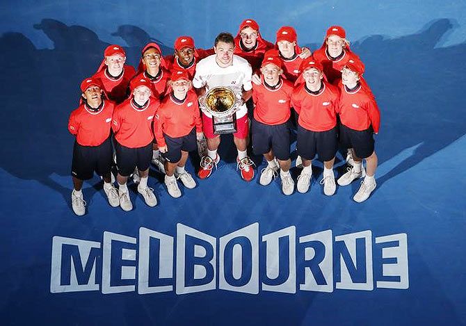 Australian Open 2014 champion Stanislas Wawrinka with the trophy