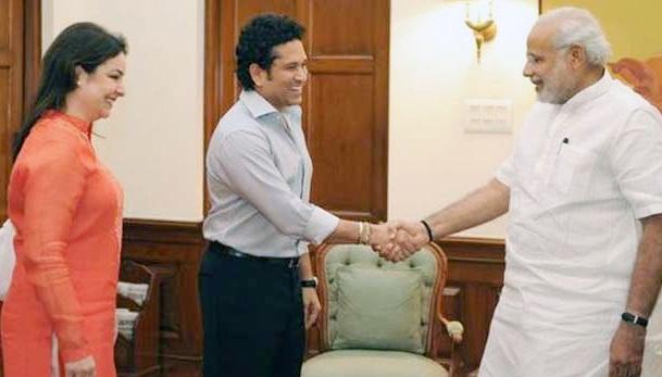 Sachin Tendulkar and his wife Anjali met Prime Minister Narendra Modi 