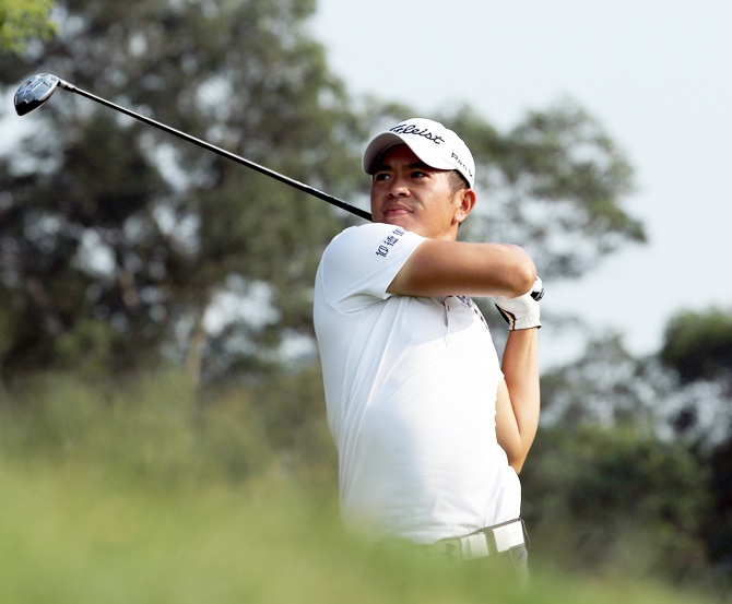 Chan Shih-chang of Chinese Taipei plays his tee shot