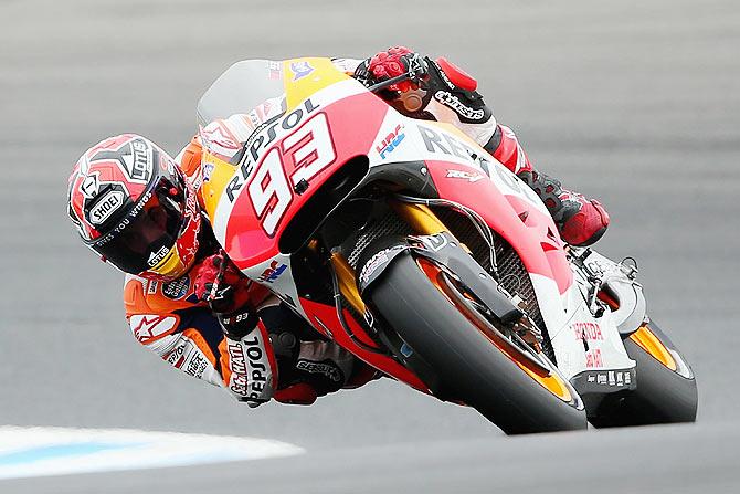 Marc Marquez of Spain rides the #93 Repsol Honda Team Honda during qualifying for the 2014 MotoGP of Australia at Phillip Island Grand Prix Circuit on Saturday