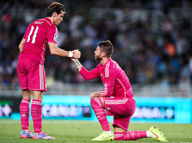 Real Madrid's Gareth Bale and Sergio Ramos